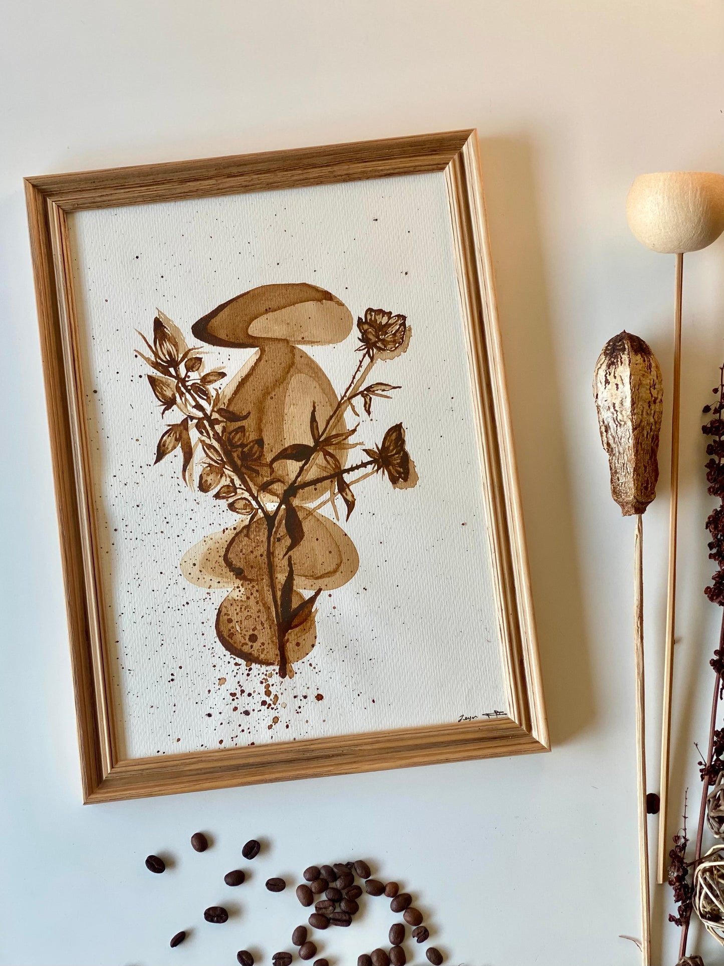 Équilibre Sauvage | A4, Cadre bois inclus : 32,5 cm × 24 cm