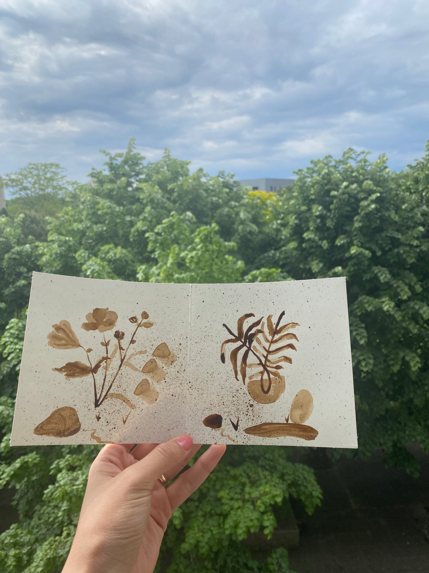 🎁 Carte illustrée – Peinture au café | 13,5 cm x 13,5 cm
