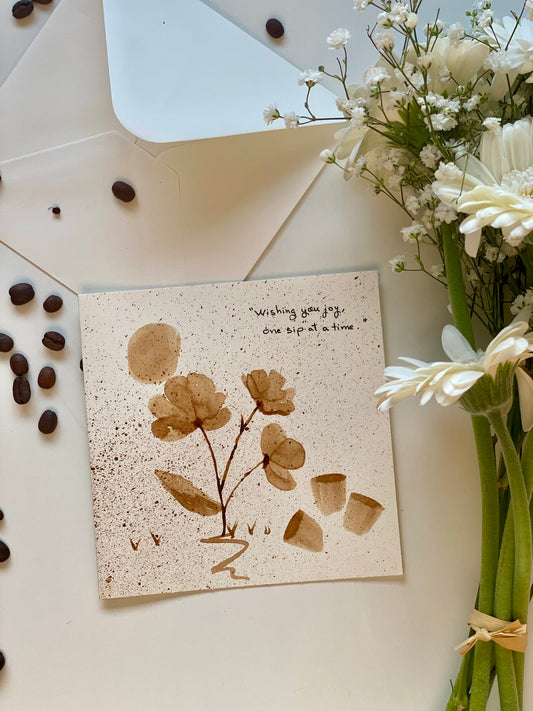 🎁 Carte illustrée – Peinture au café | 13,5 cm x 13,5 cm