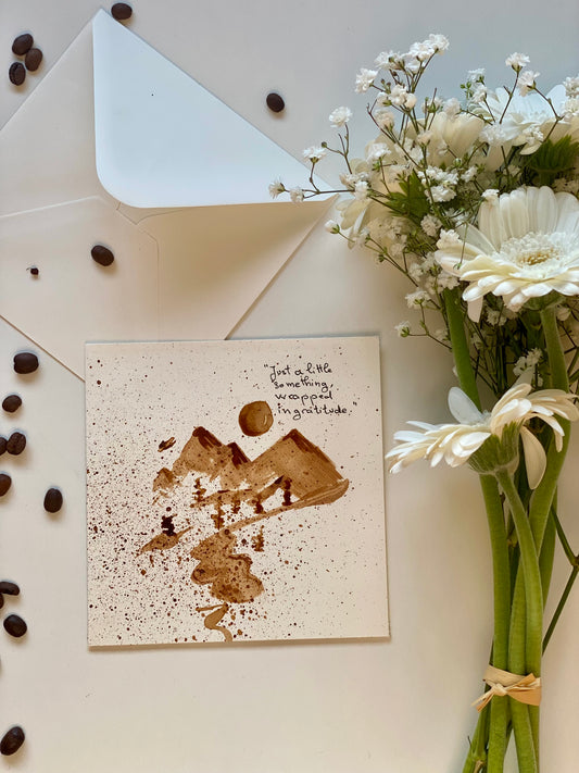 🎁 Carte illustrée – Peinture au café | 13,5 cm x 13,5 cm