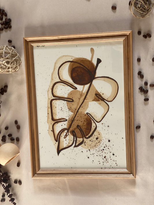 Feuille Immortelle | A4, Cadre bois inclus : 32,5 cm × 24 cm