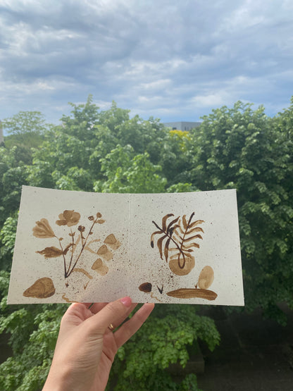🎁 Carte illustrée – Peinture au café | 13,5 cm x 13,5 cm