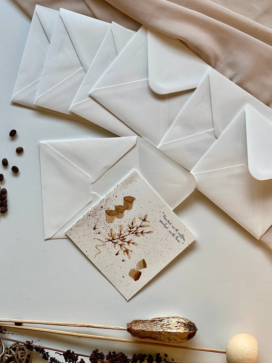 🎁 Carte illustrée – Peinture au café | 13,5 cm x 13,5 cm